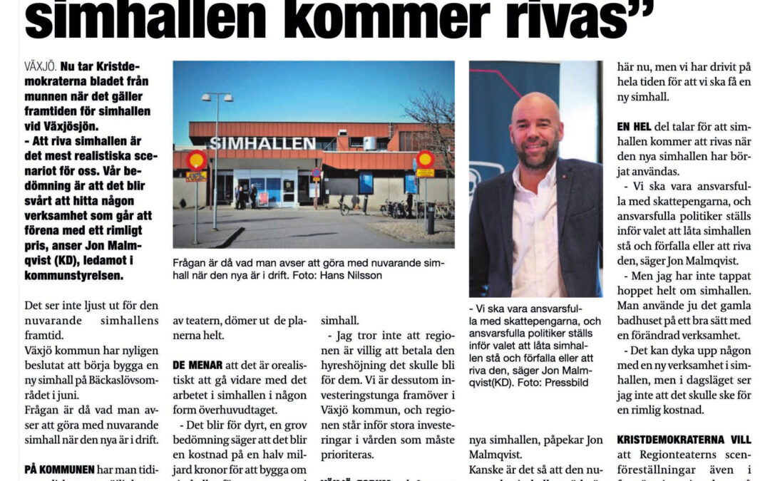 Artikel: KD: ”Mest realistiskt är att simhallen kommer rivas”
