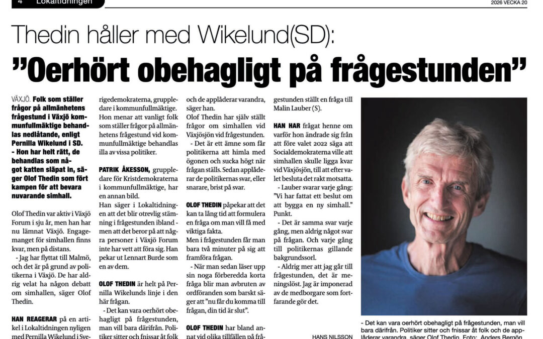 Artikel: Thedin håller med Wiklund(SD)